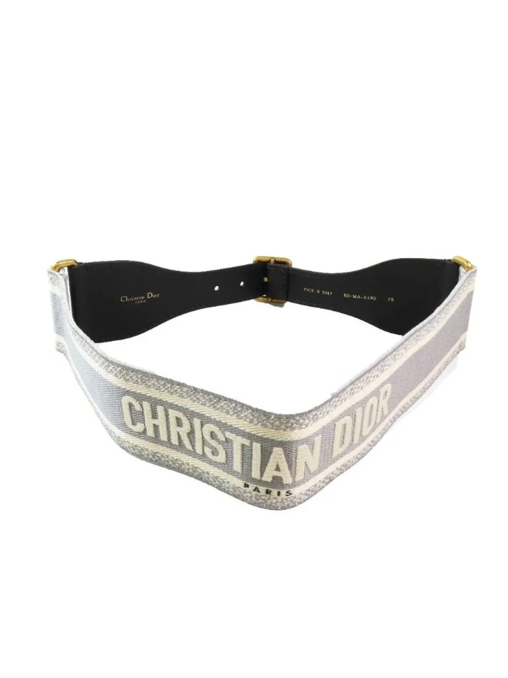 Dior Embroidery Logo Canvas Maxi Belt 75 Gray
